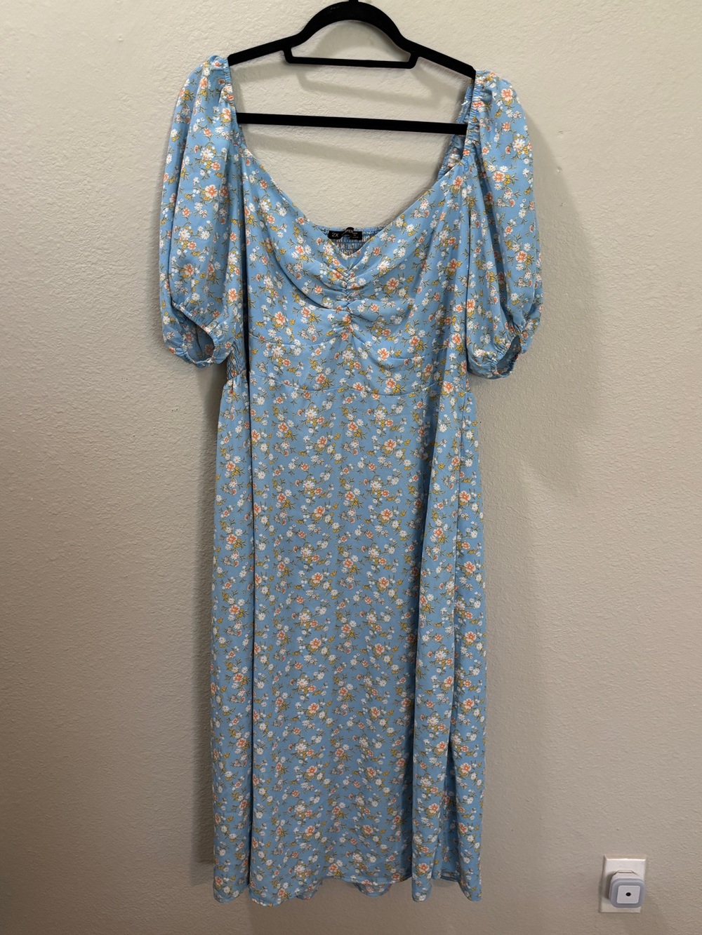 Hesperus Blue Cottagecore Floral Puff Sleeve Maxi Dress Size 2X